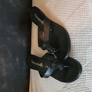 Toscanella black dressy sandals sz 8